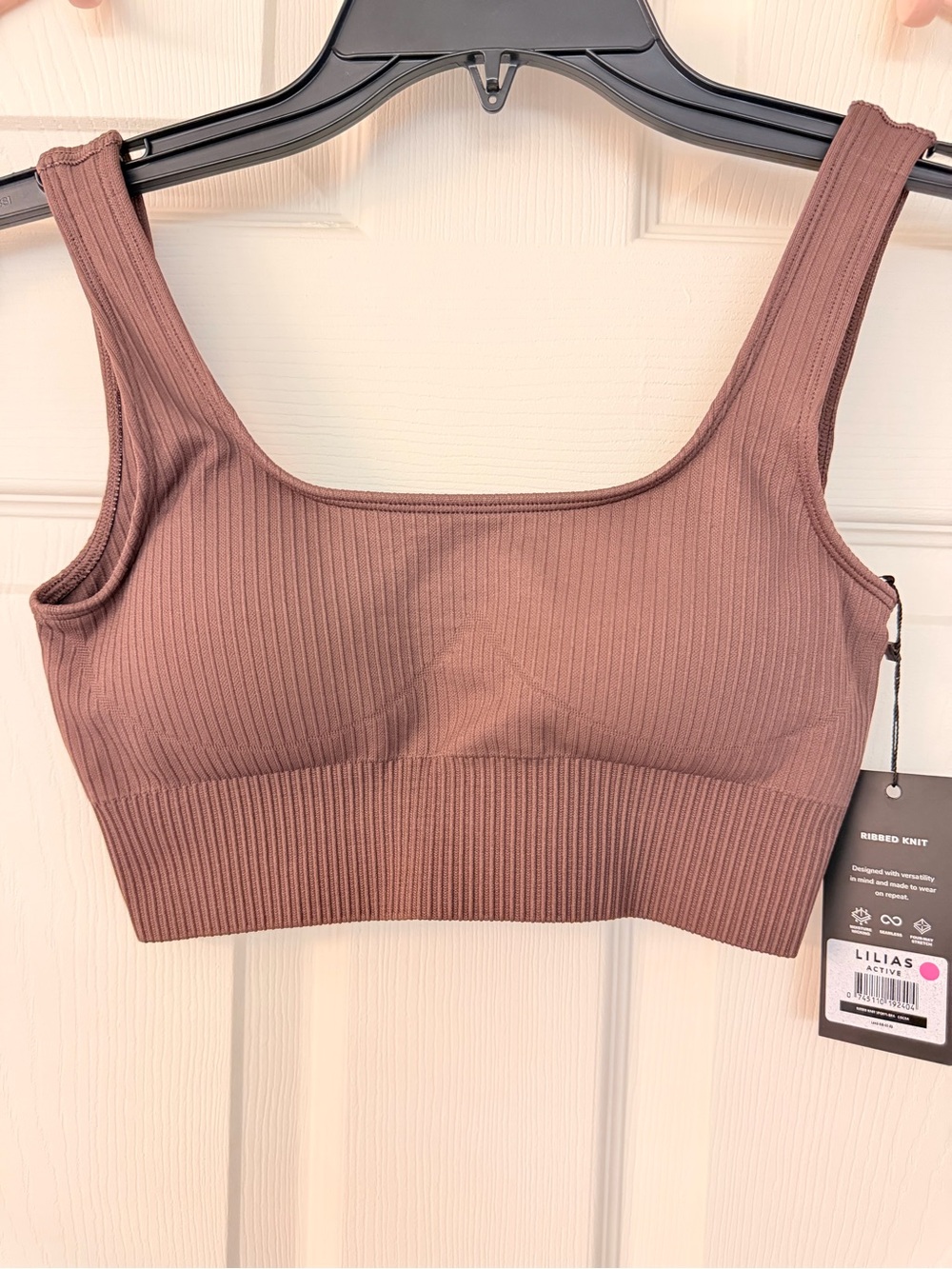 ILIA Ribbed Scoop-Neck Bralette — Mauve Brown